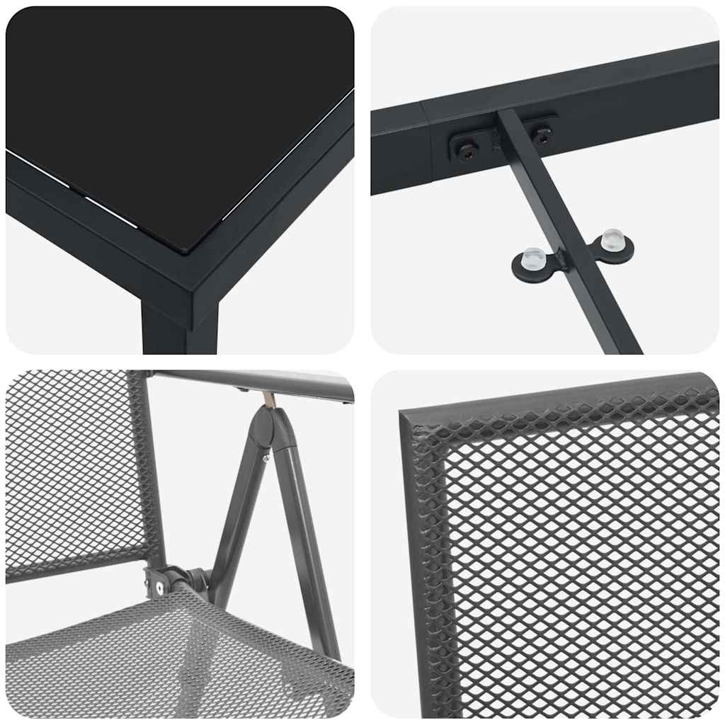 vidaXL Garden Dining Set 3 pcs Anthracite Powder-Coated Steel
