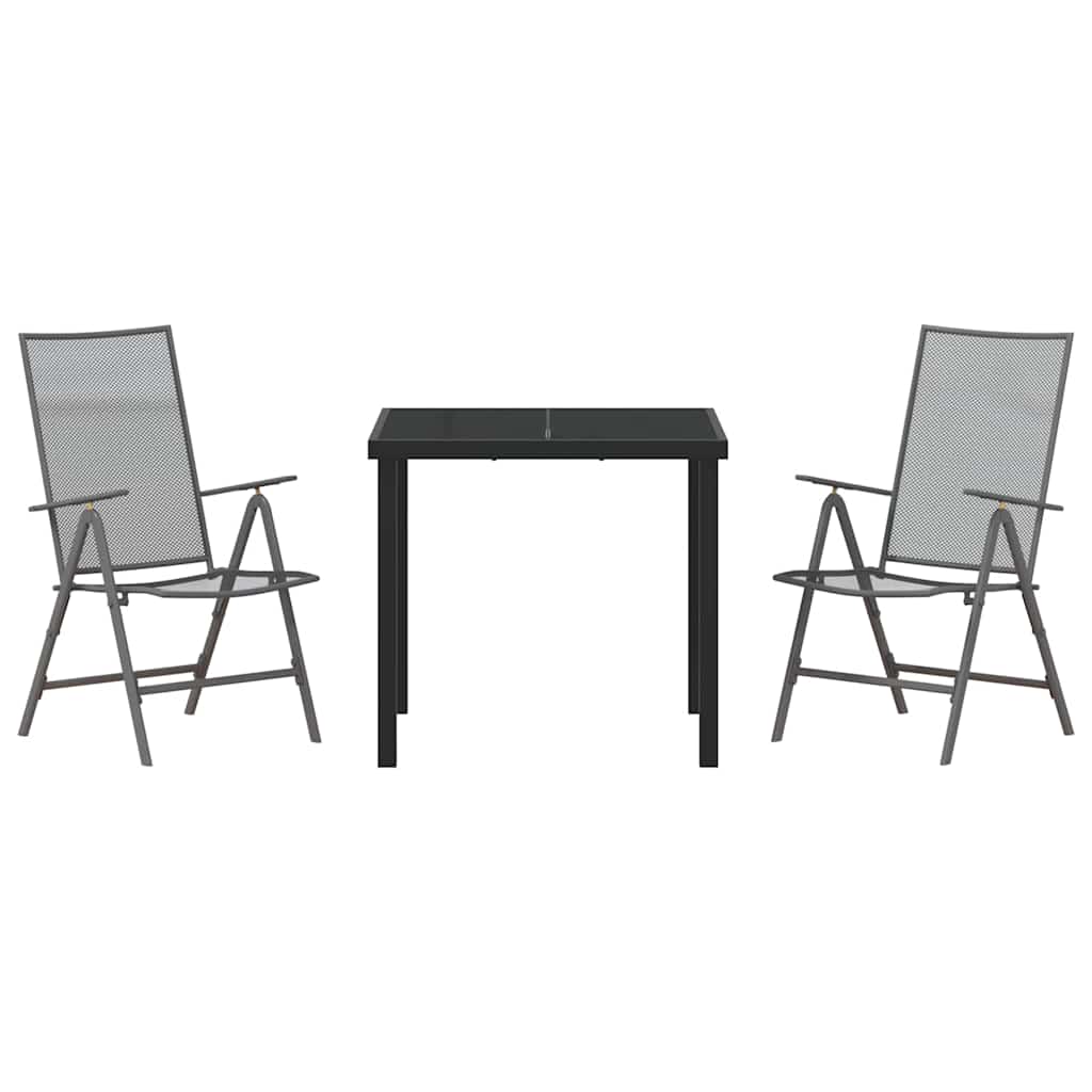 vidaXL Garden Dining Set 3 pcs Anthracite Powder-Coated Steel