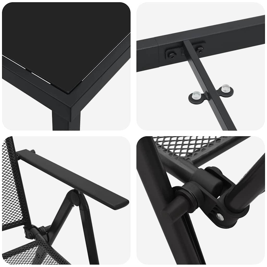 vidaXL Garden Dining Set 7 pcs Anthracite Powder-Coated Steel