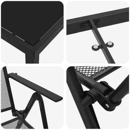 vidaXL Garden Dining Set 7 pcs Anthracite Powder-Coated Steel
