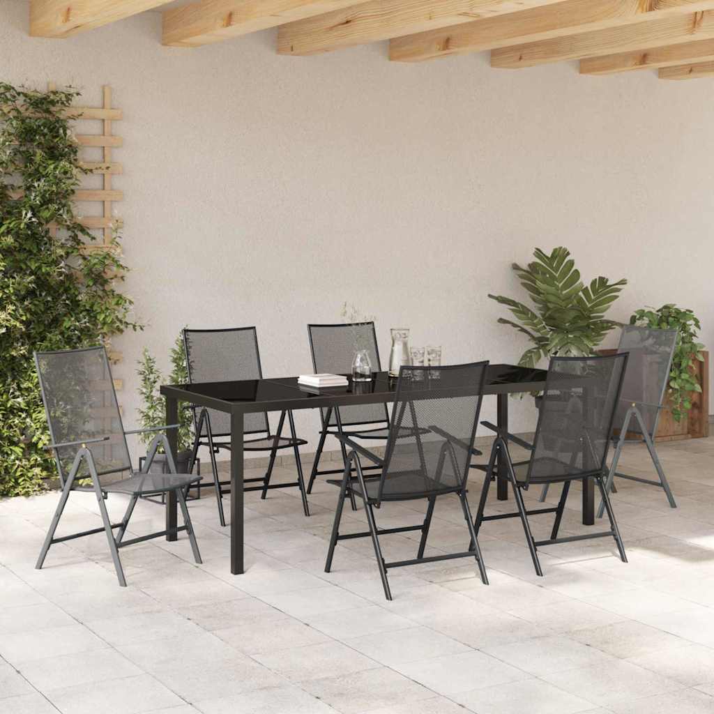 vidaXL Garden Dining Set 7 pcs Anthracite Powder-Coated Steel