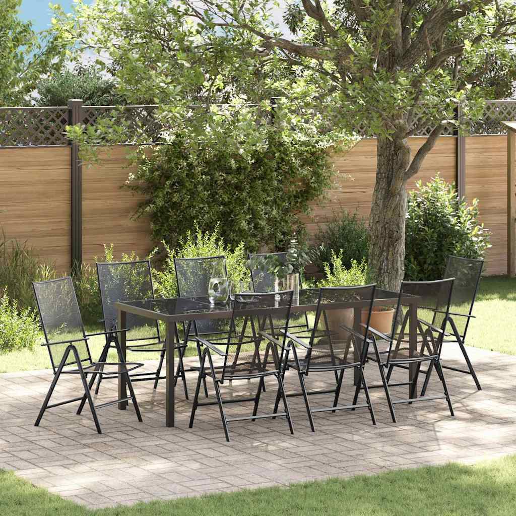 vidaXL Garden Dining Set 9 pcs Anthracite Powder-Coated Steel