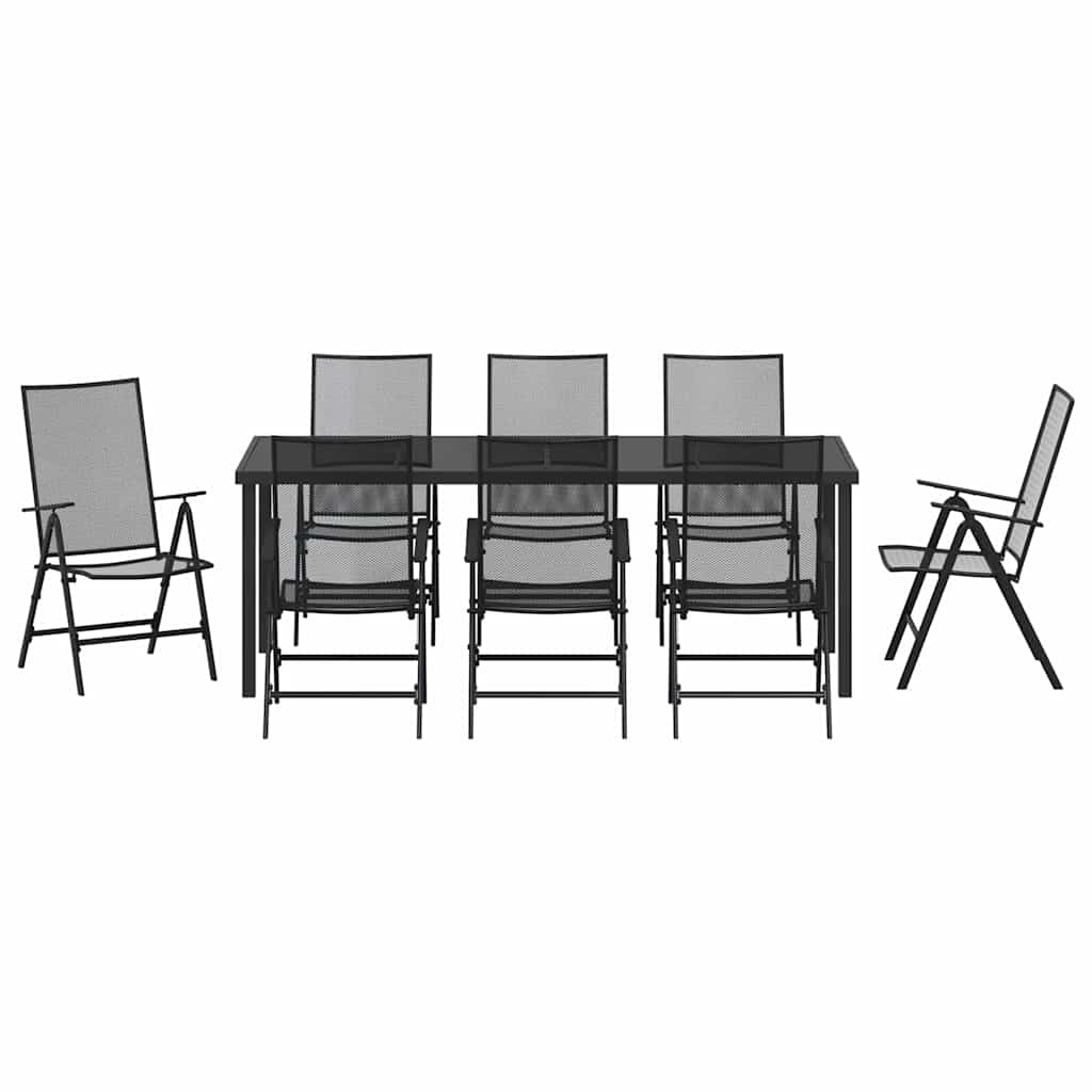 vidaXL Garden Dining Set 9 pcs Anthracite Powder-Coated Steel