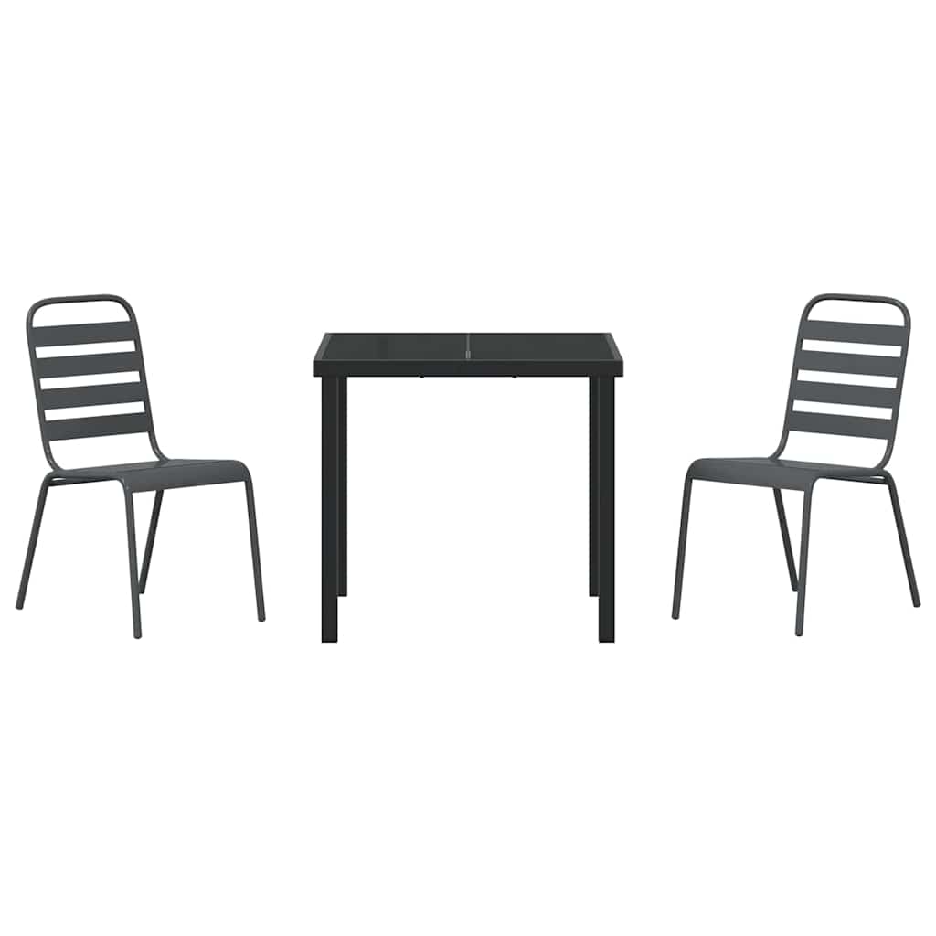 vidaXL Garden Dining Set 3 pcs Anthracite Powder-Coated Steel