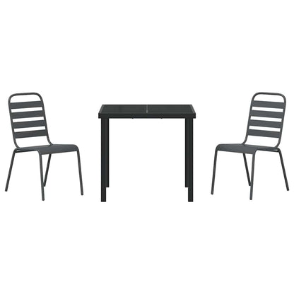 vidaXL Garden Dining Set 3 pcs Anthracite Powder-Coated Steel