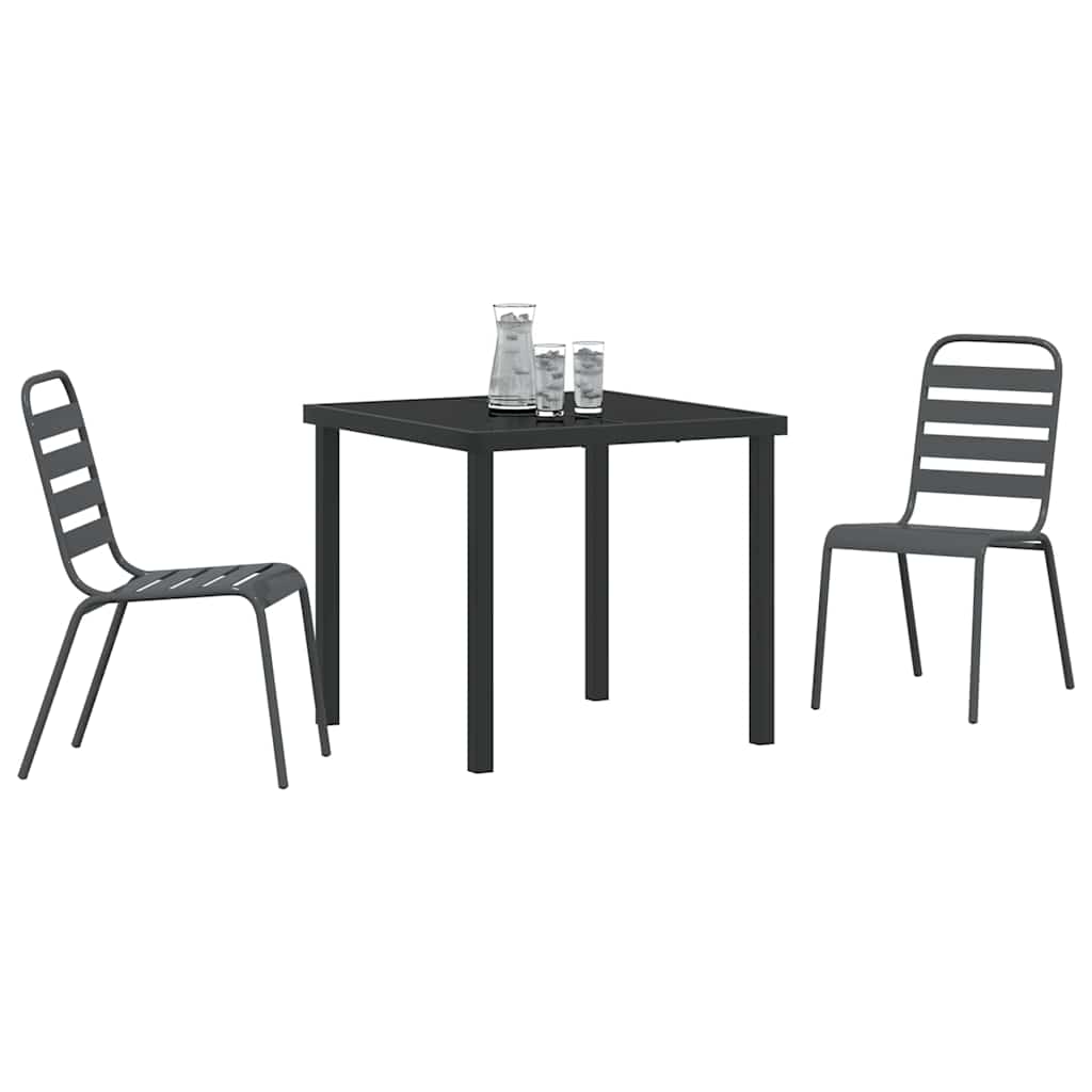 vidaXL Garden Dining Set 3 pcs Anthracite Powder-Coated Steel