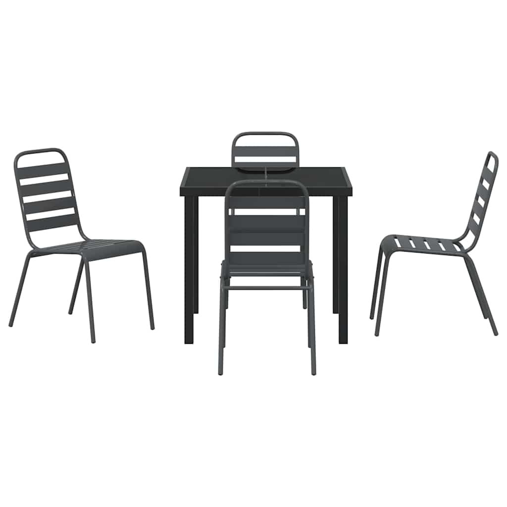 vidaXL Garden Dining Set 5 pcs Anthracite Powder-Coated Steel