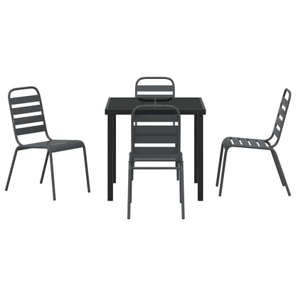 vidaXL Garden Dining Set 5 pcs Anthracite Powder-Coated Steel