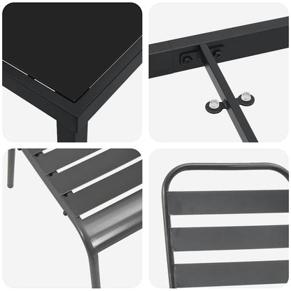vidaXL Garden Dining Set 7 pcs Anthracite Powder-Coated Steel