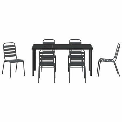 vidaXL Garden Dining Set 7 pcs Anthracite Powder-Coated Steel