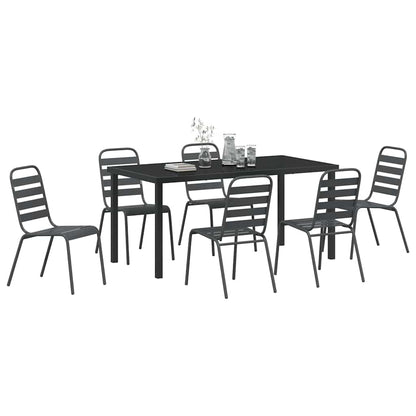 vidaXL Garden Dining Set 7 pcs Anthracite Powder-Coated Steel
