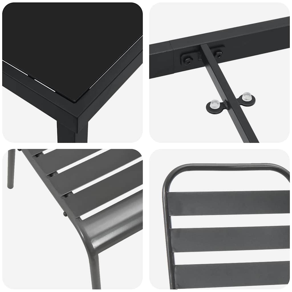 vidaXL Garden Dining Set 7 pcs Anthracite Powder-Coated Steel