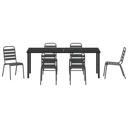 vidaXL Garden Dining Set 7 pcs Anthracite Powder-Coated Steel