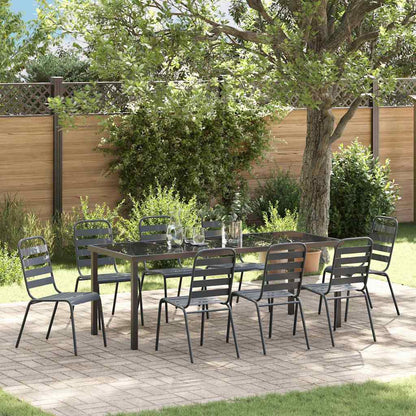 vidaXL Garden Dining Set 9 pcs Anthracite Powder-Coated Steel
