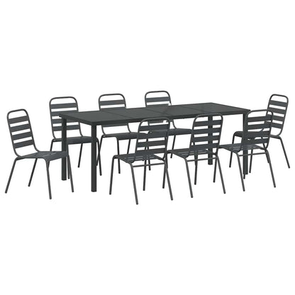 vidaXL Garden Dining Set 9 pcs Anthracite Powder-Coated Steel