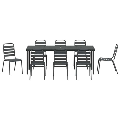 vidaXL Garden Dining Set 9 pcs Anthracite Powder-Coated Steel