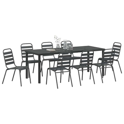 vidaXL Garden Dining Set 9 pcs Anthracite Powder-Coated Steel