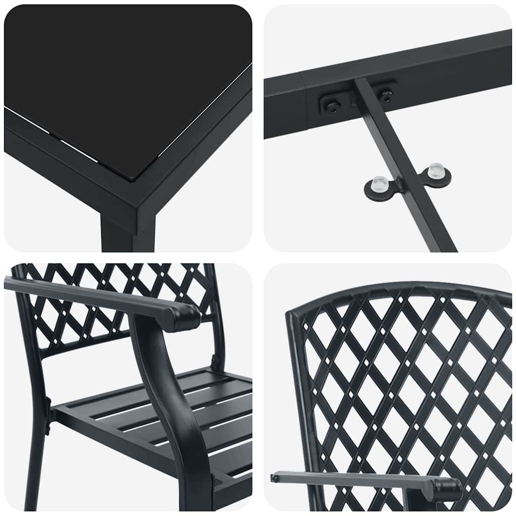 vidaXL Garden Dining Set 3 pcs Anthracite Powder-Coated Steel