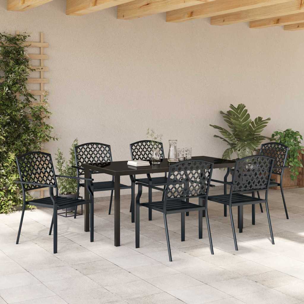 vidaXL Garden Dining Set 7 pcs Anthracite Powder-Coated Steel