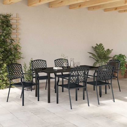 vidaXL Garden Dining Set 7 pcs Anthracite Powder-Coated Steel