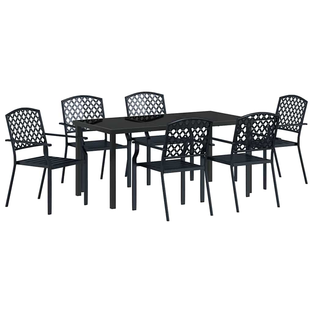 vidaXL Garden Dining Set 7 pcs Anthracite Powder-Coated Steel
