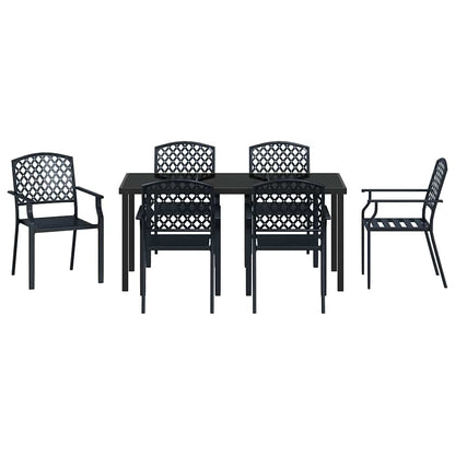 vidaXL Garden Dining Set 7 pcs Anthracite Powder-Coated Steel