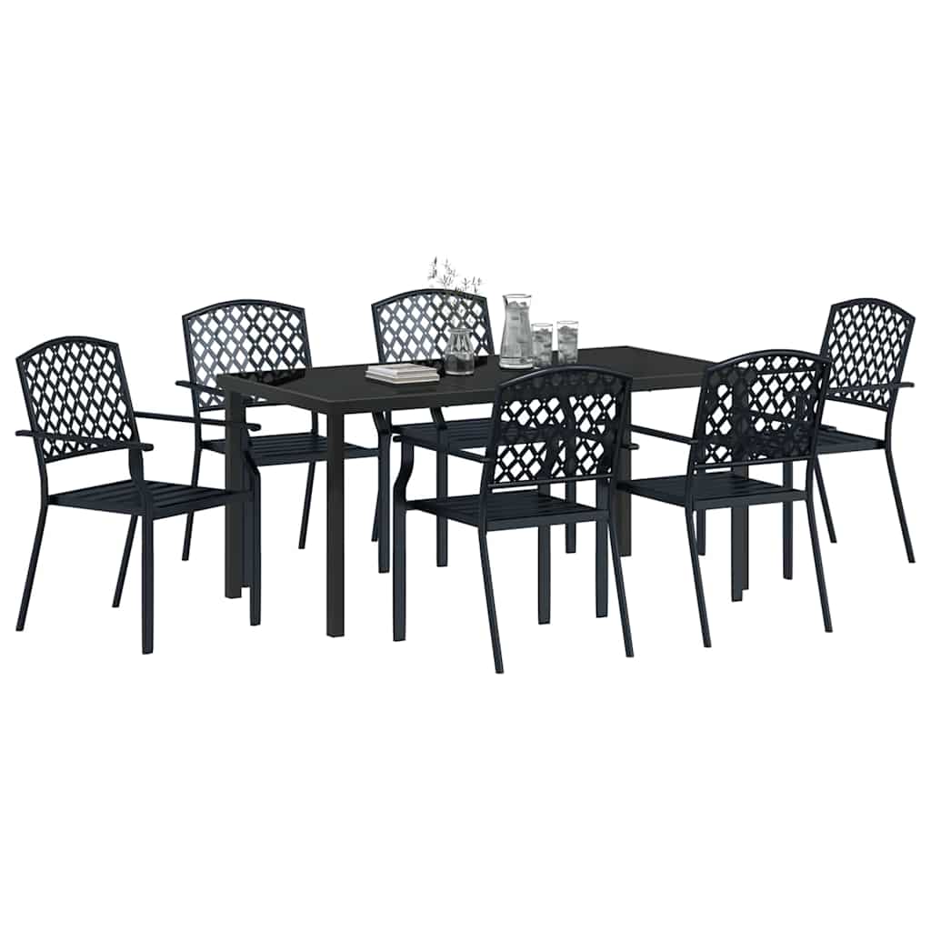 vidaXL Garden Dining Set 7 pcs Anthracite Powder-Coated Steel