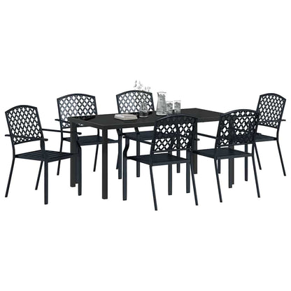 vidaXL Garden Dining Set 7 pcs Anthracite Powder-Coated Steel
