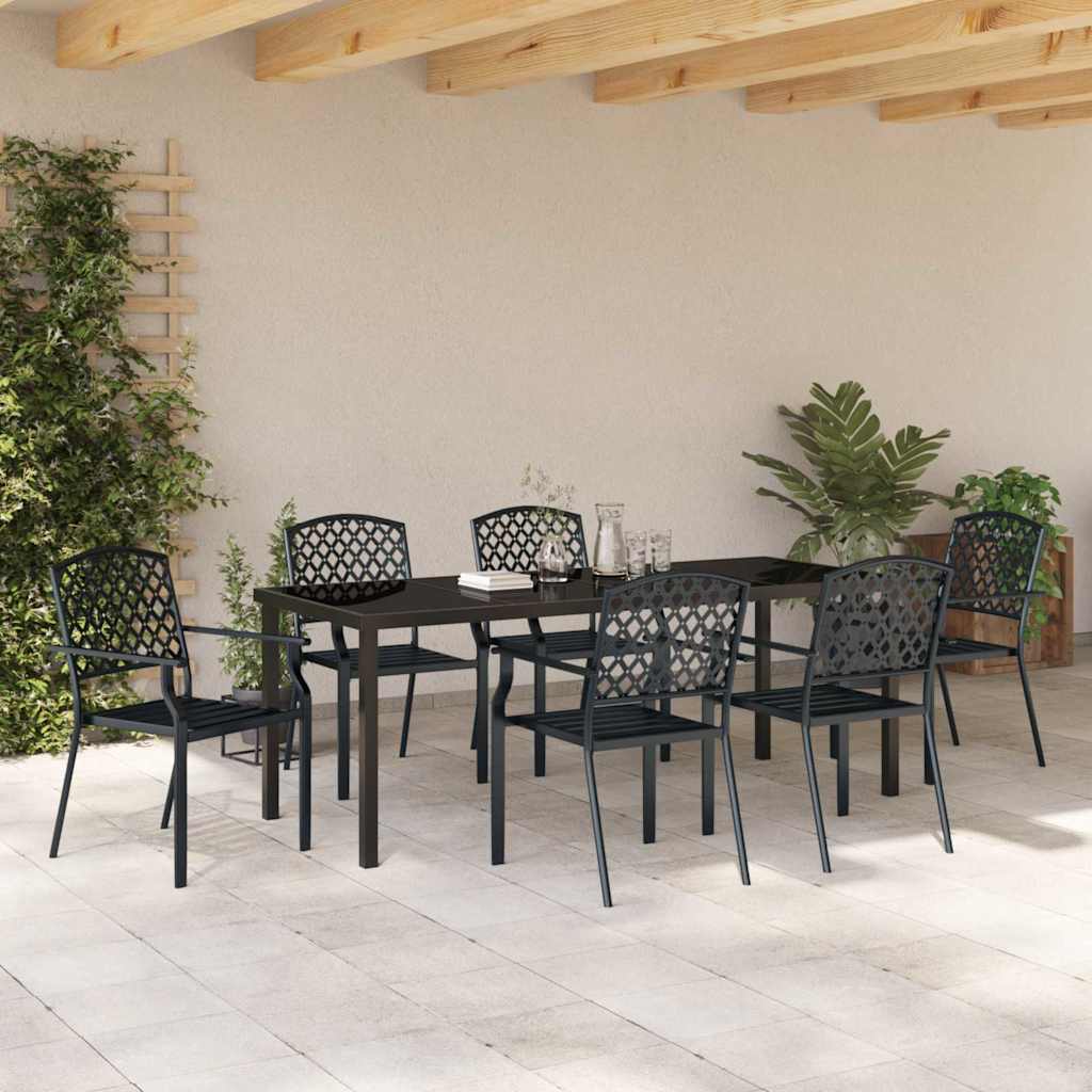vidaXL Garden Dining Set 7 pcs Anthracite Powder-Coated Steel