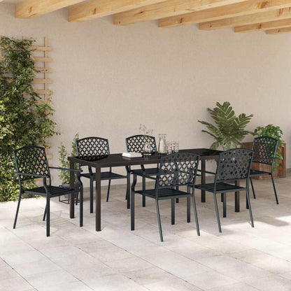 vidaXL Garden Dining Set 7 pcs Anthracite Powder-Coated Steel
