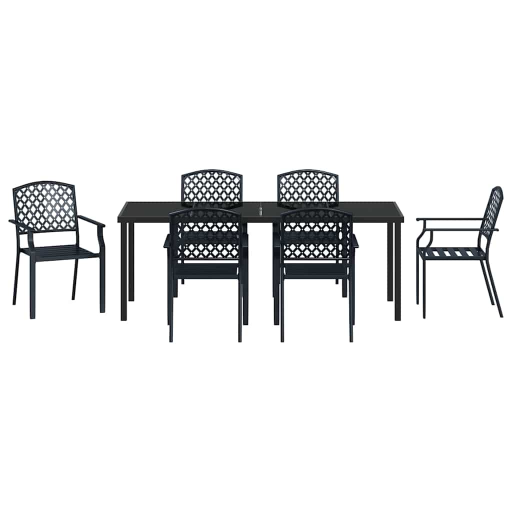 vidaXL Garden Dining Set 7 pcs Anthracite Powder-Coated Steel