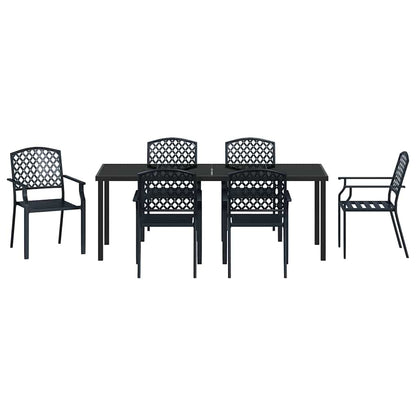vidaXL Garden Dining Set 7 pcs Anthracite Powder-Coated Steel