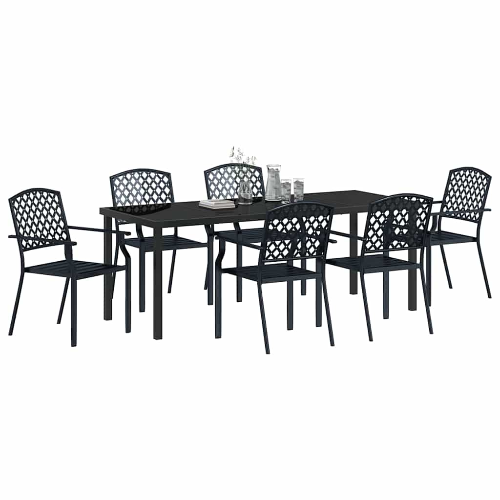 vidaXL Garden Dining Set 7 pcs Anthracite Powder-Coated Steel