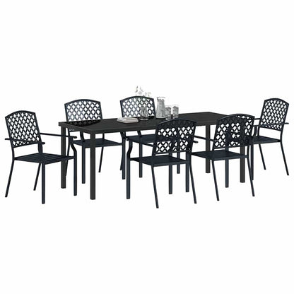 vidaXL Garden Dining Set 7 pcs Anthracite Powder-Coated Steel