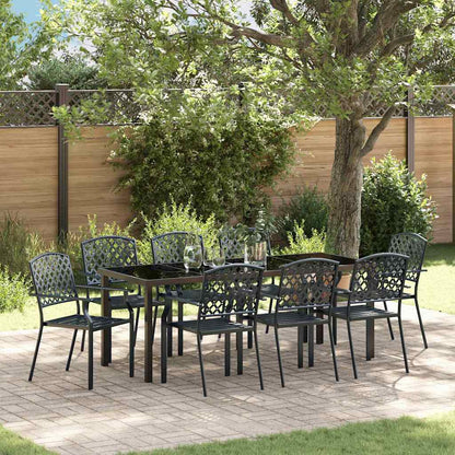 vidaXL Garden Dining Set 9 pcs Anthracite Powder-Coated Steel
