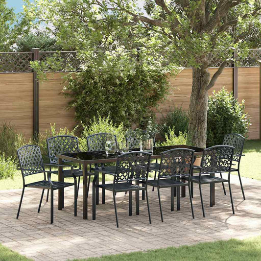 vidaXL Garden Dining Set 9 pcs Anthracite Powder-Coated Steel
