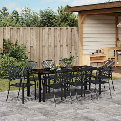 vidaXL Garden Dining Set 9 pcs Anthracite Powder-Coated Steel
