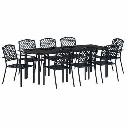 vidaXL Garden Dining Set 9 pcs Anthracite Powder-Coated Steel