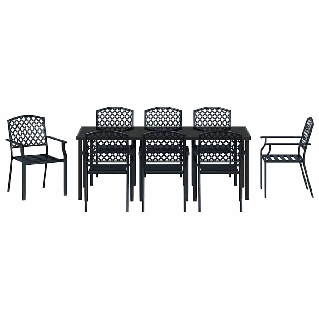vidaXL Garden Dining Set 9 pcs Anthracite Powder-Coated Steel