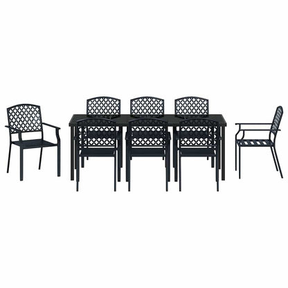 vidaXL Garden Dining Set 9 pcs Anthracite Powder-Coated Steel