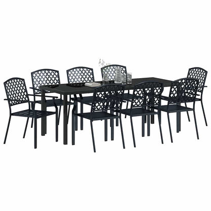 vidaXL Garden Dining Set 9 pcs Anthracite Powder-Coated Steel