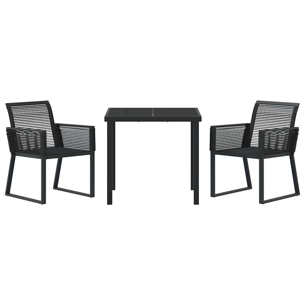 vidaXL Garden Dining Set 3 pcs Black Powder-Coated Steel