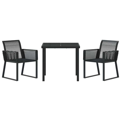 vidaXL Garden Dining Set 3 pcs Black Powder-Coated Steel