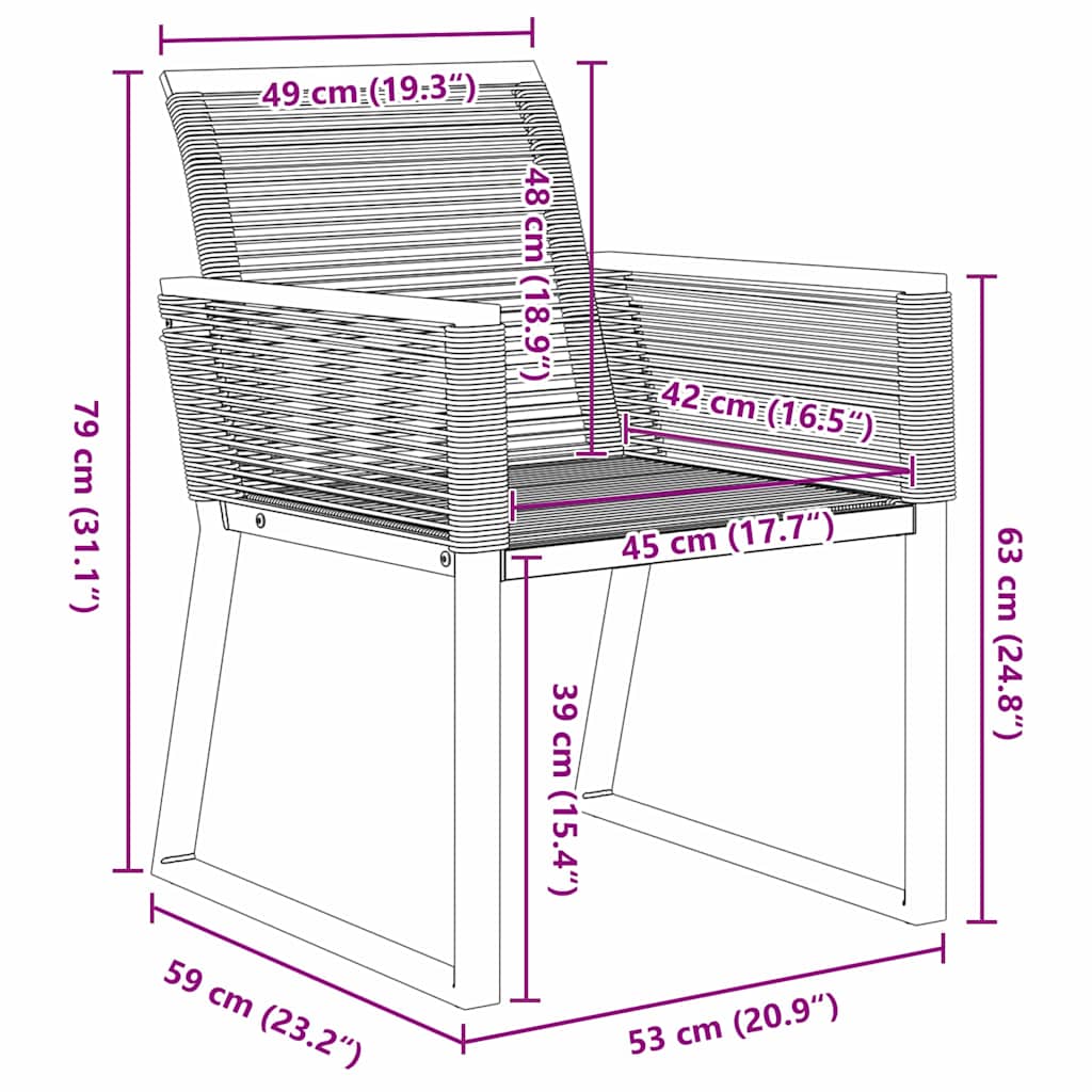 vidaXL Garden Dining Set 3 pcs Black Powder-Coated Steel