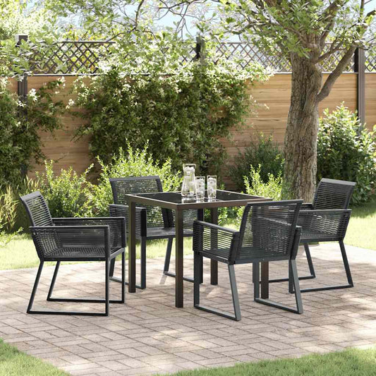 vidaXL Garden Dining Set 5 pcs Black Powder-Coated Steel