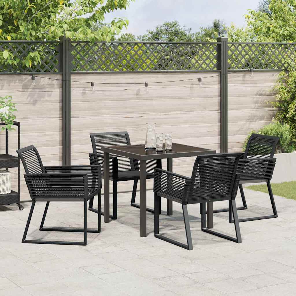 vidaXL Garden Dining Set 5 pcs Black Powder-Coated Steel