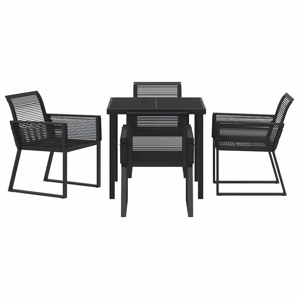 vidaXL Garden Dining Set 5 pcs Black Powder-Coated Steel