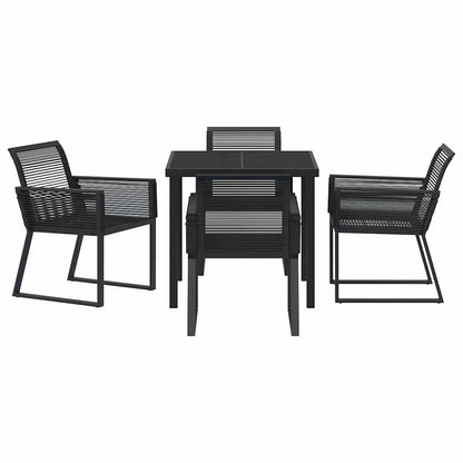 vidaXL Garden Dining Set 5 pcs Black Powder-Coated Steel