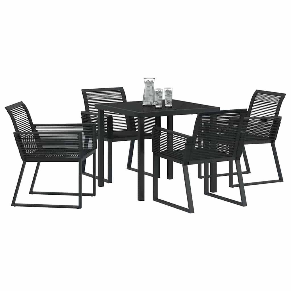 vidaXL Garden Dining Set 5 pcs Black Powder-Coated Steel