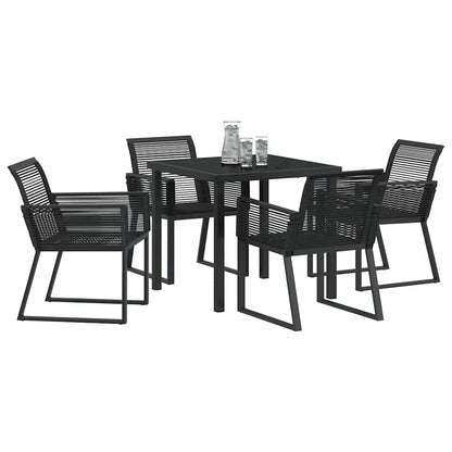 vidaXL Garden Dining Set 5 pcs Black Powder-Coated Steel